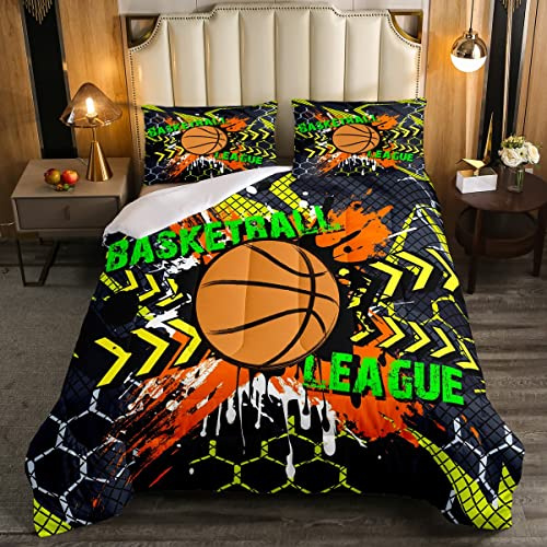 Set di biancheria da letto da basket sportivo a nido d'ape geometria plaid piumino piumino piumino per bambini 3D giochi con palla piumino piumino piumino tie dye nero inserto piumino/trapunta matrim