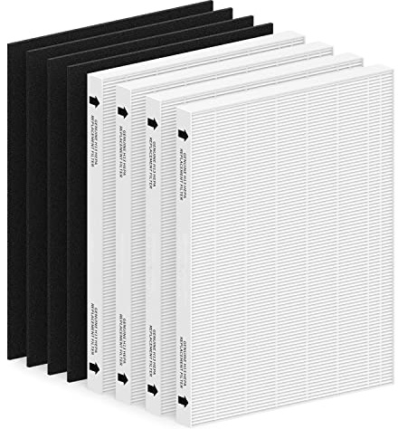 CFKREYA 4 Pack Air Filter Replacement for Fellowes AeraMax 290/300/DX95 Purifiers and HF-300/AP-300PH, Fits Part# 9287201 & 9324201, 4 Filter and 4 Carbon Filter