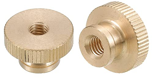 uxcell Knurled Thumb Nuts, 2pcs M6 x D20mm x H12mm Brass Knurled Nut with Collar High Head Through Hole Adjusting Nuts for 3D Printer Parts