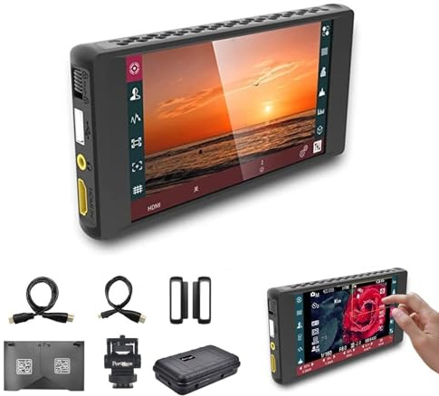Portkeys PT6 DCI-P3 IPS Écran Tactile 5,2'' Moniteur de Champ sur caméra avec Sortie HDMI 1080P 60, entrée 4K HDMI 30p, Sortie LUT 3D, Cadre de crête, recadrage d'image, Effet d'étirement (Vertical)