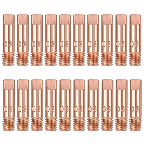 20 Stück MB15 15AK Stromdüsen Schweiß Kontaktspitze 0.6mm 0.8mm1.0mm 1.2mm M6x24mm Kupfer Stromdüse Kontaktspitzen Schweißspitzen für 15AK MIG/MAG Schweißbrenner Zubehör Verschleißteile (0.8mm)