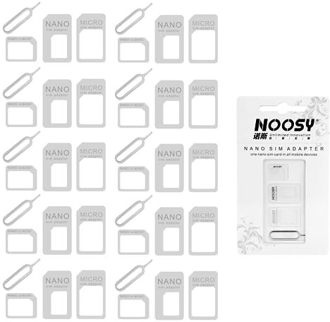 MsTeco 10 pcs Adaptateur de Carte SIM, Jeu d'adaptateurs, Kit de Conversion SIM Standard 4 en 1, Standard Sim Adaptateur Carte, avec Dossier de Carte SIM et Aiguille, pour Smartphone