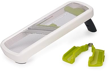 Joseph Joseph Multi-Grip, Mandolina per Verdure, Tagliaverdure manuale regolabile, affetta Verdure con Presa di Precisione, 3 e 2 Spessori di Taglio e Julienne, Bianco