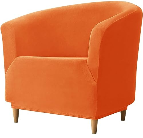 XHDZSW Tub Club Stuhlbezüge, Sessel Überzug Elastisch Samt Clubsessel Entfernbar Waschbar Stretch Sesselbezug Möbelschutz für Bartheken (Orange,1 Stücke)
