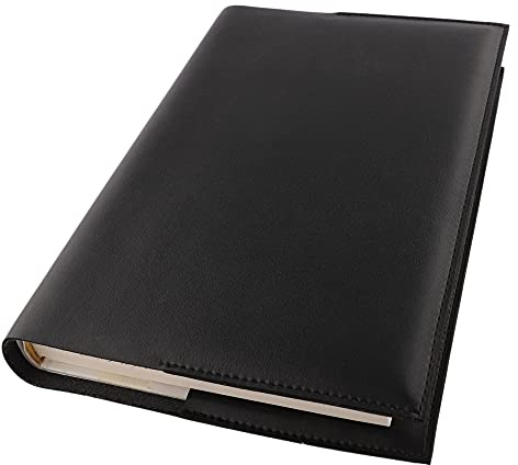 GuardV PU-läderfodral för bok, bibel, inbunden, pocketbok och annat (stor 3 - svart)