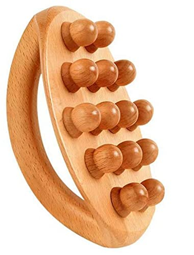 Handheld Gua Sha Massagebürste 14 Perlen Naturholz Rücken Bein Körpermeridian Kratzen Anti Cellulite Entspannung 2St