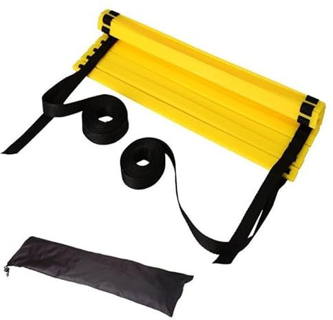 Sempoda Geschwindigkeitstrainingsleiter, Einstellbarer Abstand für Präzise Beinarbeitsübungen, Strapazierfähiges Nylon- und PP-Seil für Fußball und Übungen(8m / 26.25ft 16 Rung)