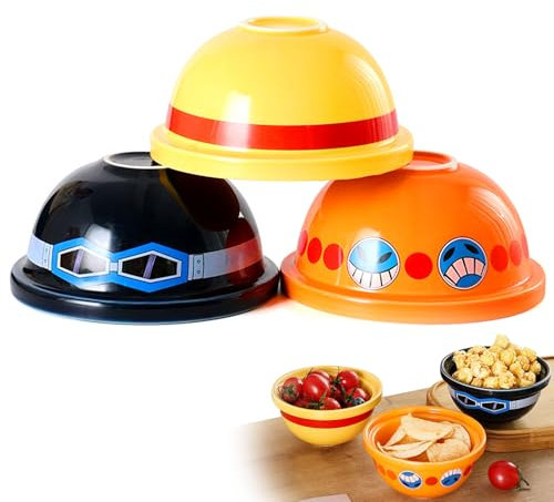 3 Cuencos One Piece Bowl, Ramen Bowl de Anime con Palillos para Fans, Regalo de Cocina y Hogar