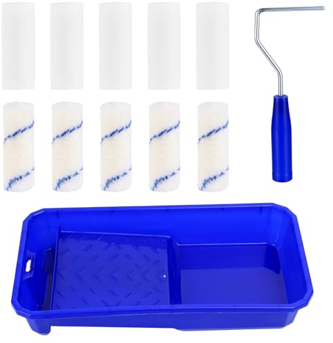 5 Sets Farbroller Wandfarbe, 10cm Malerrolle Klein, Malerrollen Set, Schaumwalzen + Lackierwalzen, Malerwalze klein mit Farbroller, Farbwalzen Malerset streichen, Schaumstoff Lackrollen für Lacke