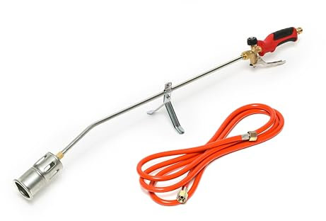 ROTHENBERGER Industrial Anwärmbrenner Eco 47 | Gasbrenner | Abflammgerät | Unkraut Vernichter | Bitumenbahnen schweißen | Brennerkopf 47 mm | inkl. 3m Propan Gas Schlauch 1500004669