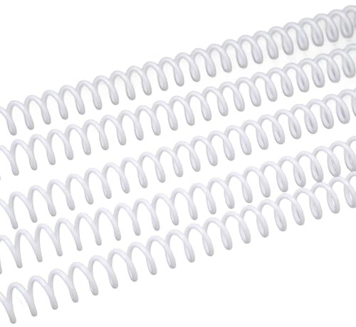 100PCS Plástico Encuadernación En Espiral, 48 Agujero Lomo De Encuadernación Hojas Sueltas, Encuadernación Espiral 40 Hojas Papel A4 8mm Diámetro Doble Espiral Para Encuadernar Documentos (Blanco)