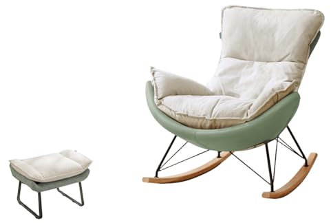 Fauteuil Inclinable Salon avec Repose Pied Chaise de Loisirs avec Structure en Tissu Technique Type de Coquille d'oeuf Fauteuil Relaxation avec Pieds en Bois Massif(Green)
