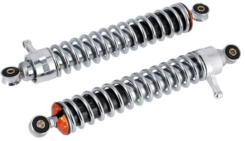 Set: Federbeine 380mm Sport Optik Orange, Chromfeder, verstellbar - für Simson S50, S51, S70, S53, S83 Enduro