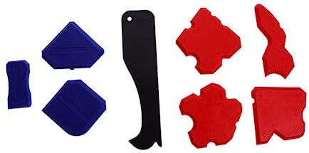 8 Piece Plastic Caulking Tool Kit for Glass Glue Removal Red