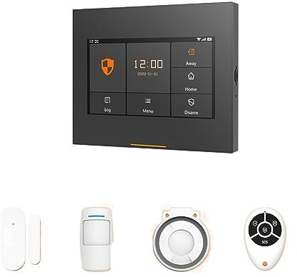 HEALBYBLE Système d'alarme de sécurité Intelligent sans Fil, wi-FI, GSM, Anti-cambriolage, Full HD, Tactile, avec Interface UI,Protection Antivol(Set-H 3-8Kit)