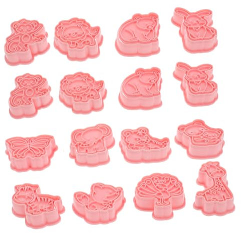ABOOFAN 16piezas Cortador De Galletas De Animales Del De Moldes De Plástico Para Hornear Divertidas Para Fiestas De Cumpleaños Infantil