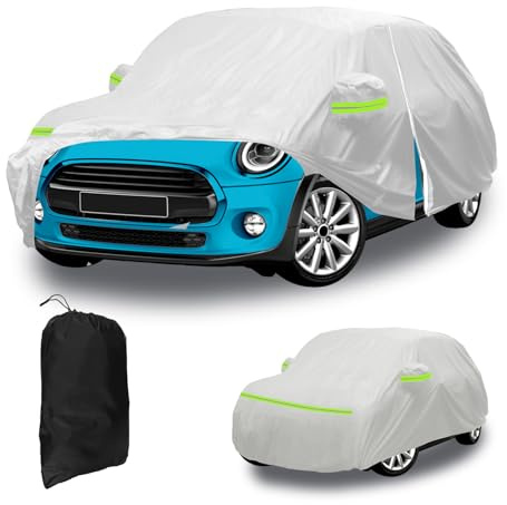 Car Cover for Mini Cooper 5 Door 2013-2024, Waterproof Outdoor Full Car Covers Replacement with Straps & Zipper, UV Resistant Sun Protection Scratch Windproof Dustproof Cover for All Weather (Silver)