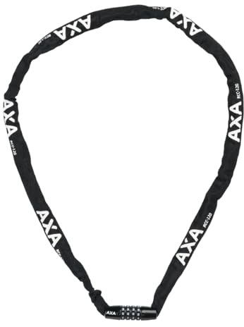 AXA Rigid RCC 120 – Kettenschloss mit Code – 120 cm lang – Stahlglieder 3,5 mm – Sicherheitsstufe 3 – Schutzhülle – Schwarz