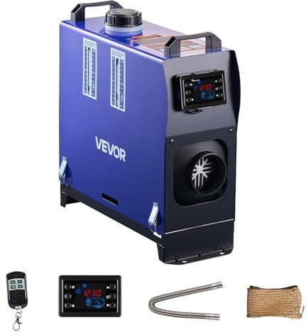 VEVOR Riscaldatore Diesel, 8 kW, DC 12 V/24 V, Riscaldatore d'Aria Diesel Portatile Tutto in Uno con Telecomando e Schermo LCD, Riscaldamento Rapido e Silenzioso, Serbatoio Carburante Grande da 5 L