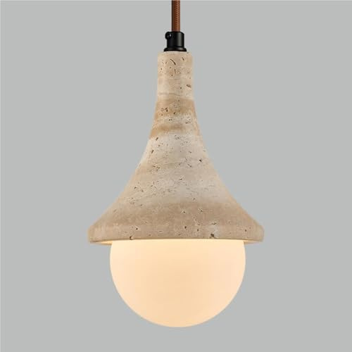 Lampada a Sospensione Rustica Vintage a Forma di svasatura, Lampada a Sospensione in Pietra Naturale, Lampada a Sospensione a Sfera in Vetro lattiginoso con Attacco G9 per Cucina, Sala da Pranzo, Cam