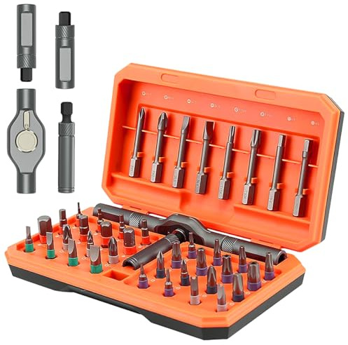 Elyyapt 42 in 1 Magnetic Screwdriver Bits Ratchet Screwdriver Set with Detachable T Handle, Multi Precision Repair Tool Kit with Storage Case for Computer Eyeglass Bicycles Furniture and DIY