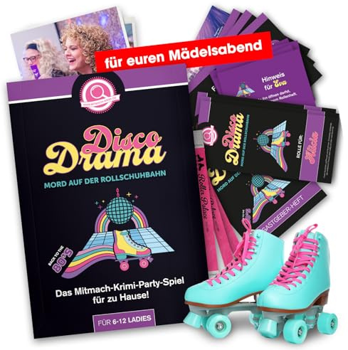 Disco Drama – Mord auf der Rollschuhbahn, Krimidinner für Frauen – für 6 – 12 Personen, für Mädchenabend, Frauen Abend, Weiberabend – Geburtstag, JGA, Teamevent, Feier, Party, Überraschung