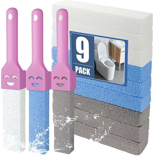 12 Stück Bimsstein Toilettenreiniger,9 Stück Pumice Stone mit 3 Griffe | Bimsstein Toilette Austauschbar Pumice Stone for Toilet,Putzstein Toilette für Toiletten,Badezimmer Küchen Urinsteinentferner