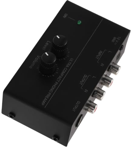 SHINEOFI Preamplificador de Phono de Metal Negro para Tocadiscos Amplificación de Audio y Amplia Compatibilidad para Vinilos