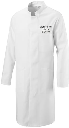 Nashville print factory Herren Laborkittel bestickt | Personalisiert mit Namensstickerei, Arztkittel aus Baumwolle, Stehkragen, Ideal für Praxis, Klinik, Labor und Pflege