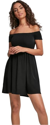Urban Classics Damen Ladies Smoked Off Shoulder Dress Kleid, Schwarz (Black 00007), 36 (Herstellergröße: S)