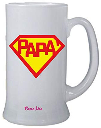 Boccale Birra Decorato papà - 0,5L - Vetro - Stile Elegante - Regalo Festa del papà - Collezione Festiva