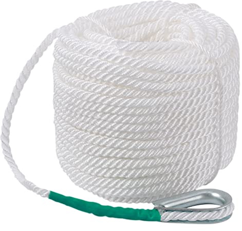 CarBole Corde de Bateau Corde 12 mm x 30 m, 5850LB Corde Marine, Blanc | Imperméable et Anti-pourriture, pour Marin Barque de Peche Ancre Bateau Mouillage Bateau