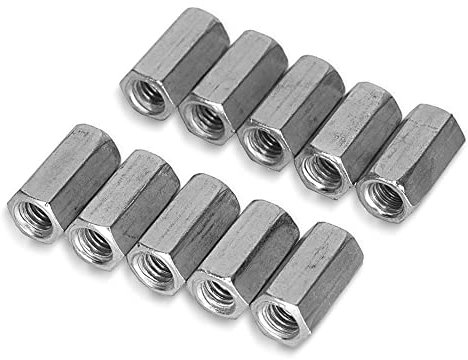 DOJA Industrial | Ecrou de Tige Longue Hexagonale | M10 | PACK 5 | Fixation Manchon Fileté pour la maison, le bureau, l'équipement de communication, l'industrie, entre autres utilisations.