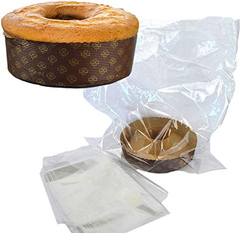 PZ 10 STAMPO PER DOLCI ALTO 4 CM X DIAMETRO 18 CM IN CARTA + PZ 10 BUSTA IN PLASTICA 40X50 CM IDEALE PER IL CONFEZIONAMENTO DI DOLCI ARTIGIANALI