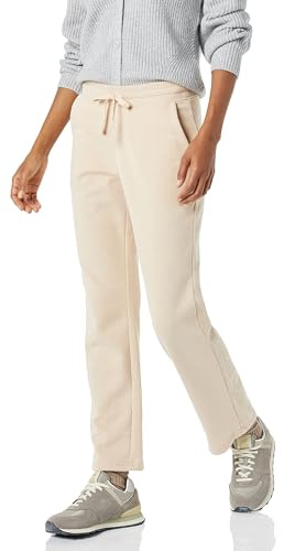 Amazon Essentials Pantalones Deportivos de Pierna Recta con Cordón para Mujer, Forro Polar (Disponibles en Tallas Grandes) Mujer, Beige Claro, M