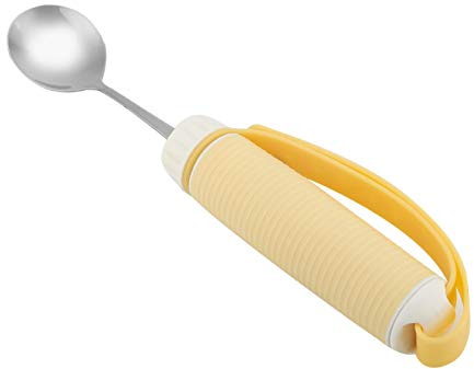 Tenedor para discapacitados, utensilios adaptables con mango, tenedor/cuchara giratorio flexible con mango integrado, juego de tenedor de cuchara de acero inoxidable(spoon)