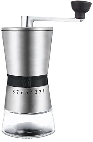 SHZICMY Moulin à café manuel à expresso réglable avec manivelle en acier inoxydable - Moulin à expresso portable en acier inoxydable - Moulin à café manuel manuel - Moulin à café