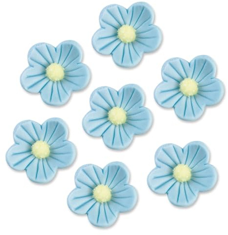 Günthart 24 Stück blaue Zuckerblumen | essbare Feinzuckerblumen | Blütenform | Zuckerdekoration