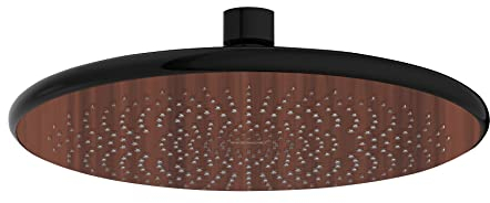 Regenduschkopf Watersaving Wood, wassersparender Duschkopf in Holz-Optik, spart Wasser bei vollem Komfort, ½“ Universalanschluss und geeignet für Durchlauferhitzer, Ø 22,5 cm, Braun/Schwarz