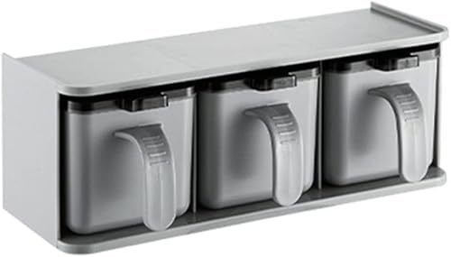 Caja de condimentos Frascos de especias Contenedor de almacenamiento Cruet Bottle Rack, Soporte de pared Especiero Salero Pimentero Tazón Cocina Especias Estante Suministros de cocina Conjunto de alma