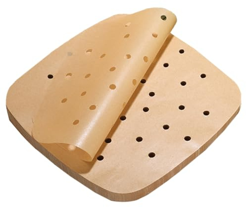 Lot de 100 doublures en papier sulfurisé perforé pour friteuse à air comprimé de 15 cm, accessoires de friteuse à air, four, rôtir, micro-ondes (marron perforé)