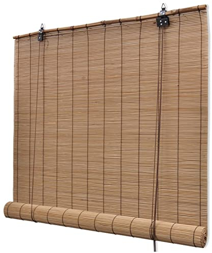 Tidyard Bambusrollo Bambus Rollo Holzrollo Fenster Sichtschutz Sonnenschutz Rollos Sichtschutz Rollo Seitenzugrollo,Fenster-Rollo Bambus für Innen, 150x160 cm Braun