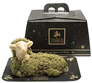 FAVARESE - Agnello Pasquale Siciliano di Favara Pistacchio e Pasta di Mandorle - Dolce Artigianale 100% - Idee Regalo Pasqua - 800 gr