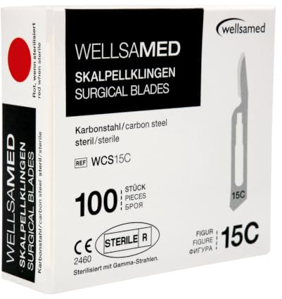 Wellsamed Skalpellklingen Karbonstahl Figur 15C, 100 Stück, steril verpackt