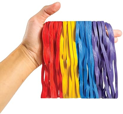 Yosogo 60 Pieces Multicolour Extra Large & Thick 8 Inch Rubber Bands - Heavy Duty Elastic Biodegradable Natural Rubber Bands