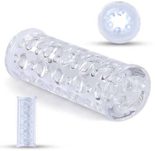 Masturbateurs Masculins Manuel Cup,Masturbateur Homme,Masturbeuse Homme,Masturbateurs en Cristal Transparent,Chatte de Poche Grande avec Tunnel D'Amour Vagin 3D,Jouet Sexuel pour Hommes (A)