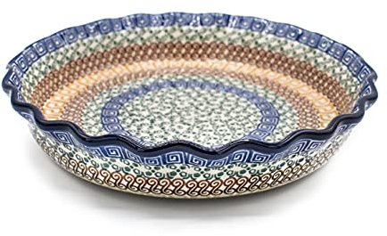 Ceramika Artystyczna Polnische Keramik Kuchenform, geriffelt, 25,4 cm, griechisches Meer