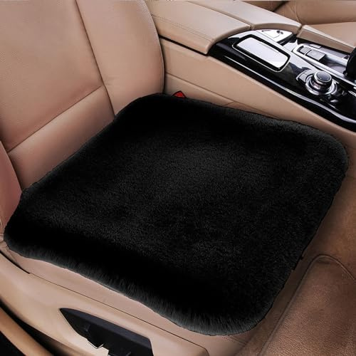 Auto Sitzauflage Autositzauflage Universal Winter Plüsch Sitzkissen Sitzbezüge Auto für Vordersitze Rücksitz, Auto Fahrzeug Sitzschut (Schwarz,1 Stück Vordersitzbezug)