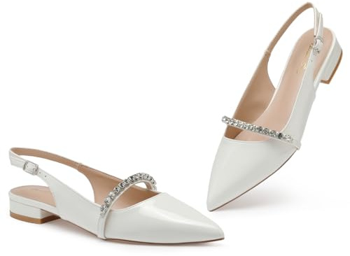 Zhabtuc Slingbacks Donna Sandali eleganti alla moda classica a punta Womens Flat Pointed Toe Slingback Shoes Punta Appuntito Cinturino Regolabile Sandali