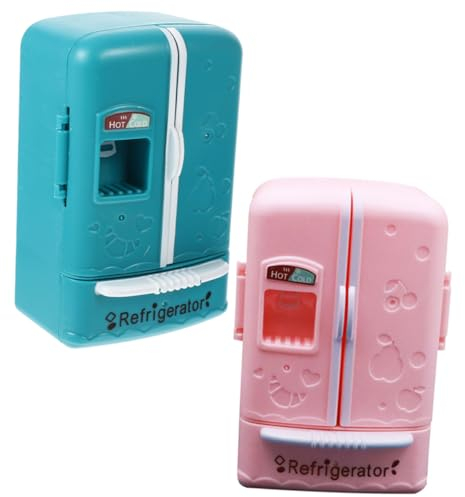 KOMBIUDA Miniaturkühlschrank Puppenhaus 1:12 2 Stück Kleiner Doppeltür Kühlschrank Miniaturmöbel für Kinder Kleiner Kühlschrank Deko Puppenmöbel Mikrolandschaftsrequisite Zubehör